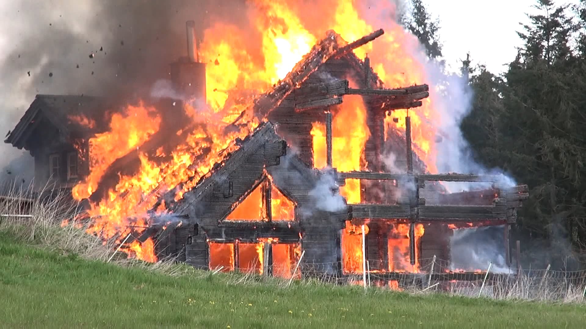 Holzhaus brennt auf Hühnerfarm nieder 3 Hunde sterben im Feuer